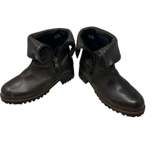 KLM Brown Leather Side Zip Women’s Motorcycle Boots – Size US 7 - Picture 4 of 8